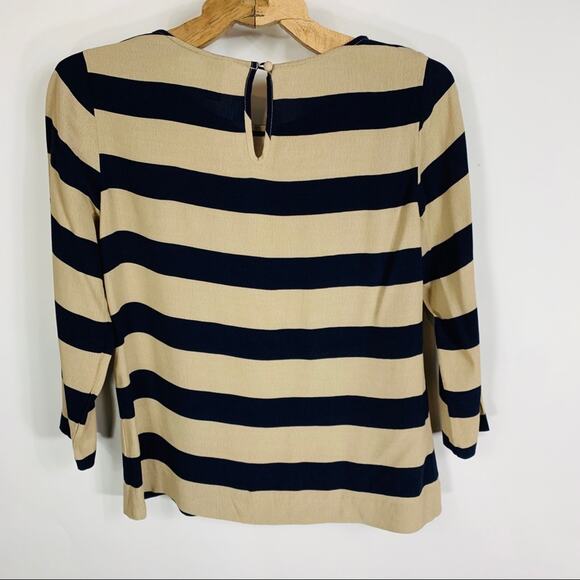 J Crew Scoopneck Blouse Seine Stripe Sz 0 - Picture 6 of 9